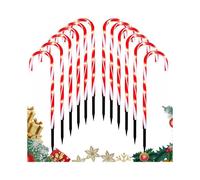 12Packs Christmas Candy Cane Lights Outdoor Decoration, 21 LED Candy Cane Pathway Marker Lights Stakes for Walkway Yard Patio Garden Holiday Decor
