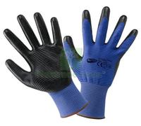 12PAIA GUANTI POLIESTERE PALMO IN NITRILE RUGOSO DORSO AREATO 'CRINKLE' TG 9: