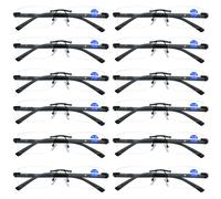 12Pair da Uomo Rettangolare Blu Luce Blocco Occhiali da Lettura Molla Cerniera