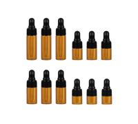 12PC Mini Glass Vial Bottles Dark Brown Dropper Empty Bottle for Essential Oils Chemistry and Perfumes (1ML 2ML 3ML 5ML )