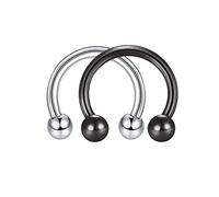 12Pcs 16G in Acciaio Inox Anelli al Naso Setto Piercing Cartilagine A Ferro di Cavallo Orecchino Body Piercing 6MM-16MM Argento Nero Practical And Clever