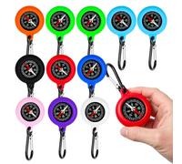 12pcs 9 Colori Bambini Bussola Professionale con Mini Moschettone Portatile Impermeabile Doppio Scopo Bussola Portachiavi,Outdoor Survival Gear per Campeggio All'Aperto Escursionismo Alpinismo.