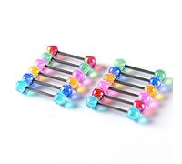 12Pcs Anelli di Lingua di Colore della Caramella Palla Lingua Tettarelle da biberon Piercing 14G Acciaio Chirurgico Bilanciere Lingua Fermo Monili per Il Corpo e Piercing Bar 16mm Attractive Design