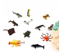 12Pcs Assorted Color Reusable Plastic Fish Model Toys Set for Kids Play