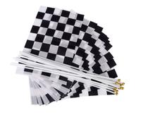 12pcs bandiere a scacchi Formula bandiere sventolando mano (nero +