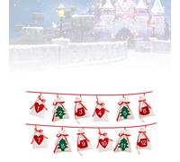 12Pcs Calendar Christmas Wreath Hanging Avvento Calendar New Year Gift Bag