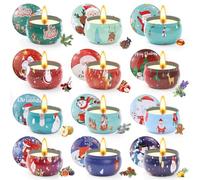 12Pcs Candele Profumate Regalo Set, Candele Profumate Natalizie, 2.5oz Naturale Candele di Soia Candela Aromatica per Natale Compleanno La Festa Nuziale Festa della Mamma