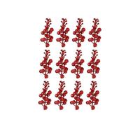 12pcs Christmas Glitter Ornament Simulate String Ball Glitter Fruit String Lifelike DIY Garland Craft Material Home Decor(Red)