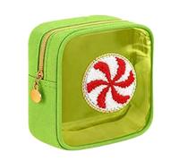 12PCS Christmas Makeup Bag Mini Clear Preppy Patch Zipper Pouch Small Holiday Cosmetic Travel Toiletry Purse