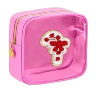 12PCS Christmas Makeup Bag Mini Clear Preppy Patch Zipper Pouch Small Holiday Cosmetic Travel Toiletry Purse