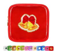 12PCS Christmas Makeup Bag Mini Clear Preppy Patch Zipper Pouch Small Holiday Cosmetic Travel Toiletry Purse