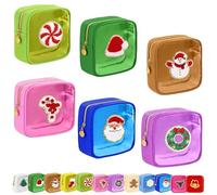 12PCS Christmas Makeup Bag Mini Clear Preppy Patch Zipper Pouch Small Holiday Cosmetic Travel Toiletry Purse