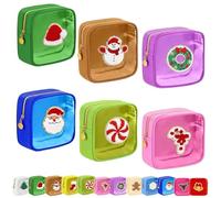 12PCS Christmas Makeup Bag Mini Clear Preppy Patch Zipper Pouch Small Holiday Cosmetic Travel Toiletry Purse