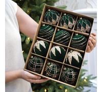 12PCS Decorazioni Natalizie in Schiuma di Velluto Rosso con Perle e Finitura Gli