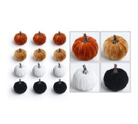 12PCS Faux Pumpkins Set 6cm Fabric Autumn Halloween Decor | Fabric, 6cm Diameter, per caramel Yellow White Black Mix, per ideal For Table Centerpieces And Window Displays