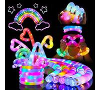 12PCS Fidget Pop Tube Giocattoli,Light-Up Giocattoli Sensory,Bambini Abilità Motorie Fini Giocattoli,Bastoncini LED,Pop Light-Up Giocattoli Sensory,Bastoncini LED,Pop Glow Bomboniere per feste