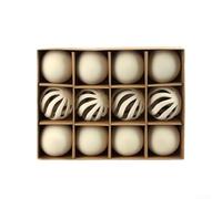12pcs Flocked Christmas Ornaments 6cm White Hollow Balls | Soft per velvet Texture, Mixed Hollow Styles, Sturdy PVC, Pre-attached Strings, per ideal For Festive Tree Decor