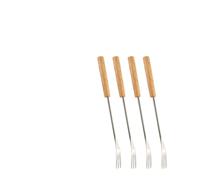 12Pcs Forchette da fonduta, acciaio inox con manico in legno | 1,5 x 26 cm, forchette riutilizzabili per fonduta e barbecue