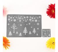 12Pcs Grey PVC Placemats and Coasters Set Christmas Table Protection Mats