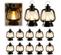 12PCS Mini Lanterne a LED, Mini Lanterna Natalizia, Lanterna a LED, Vintage Candele Lanterne Appendere, Decorazione Da Tavolo Per Centrotavola Halloween Natale Festa