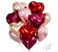 12pcs Palloncini a Forma Di Cuore Rossi Rosa Ad Elio o Aria, 18″ Palloncini San Valentino Cuore per Decorazioni San Valentino Compleanno Anniversario Matrimonio Fidanzamento Festa Della Donna