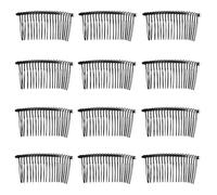 12pcs Pettini Per Velo Da Sposa Per Donna Velo Da Sposa Pettine Per Capelli Pettini Laterali In Metallo Pettine Laterale Per Capelli Accessori Per Copricapo Per Ragazze e Donne (Nero,20 Denti)
