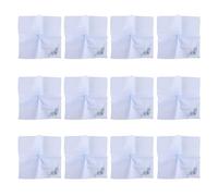 12pcs Plain Colorato Fazzoletto Elegante Donne Tasca Piazza Testa Sciarpa Per Il Partito Sciarpe Panno Ininquinato, Ricamo azzurro, Taglia unica
