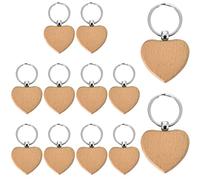 12Pcs Portachiavi in Legno Naturale a Forma di Cuore, Personalizzato con Anello Diviso per Fai Da Te Chiavi - Regalo per Donne Uomini con Decoro Pirografico Incisione