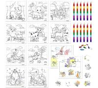 , 12PCS Puzzles Da Colorare Bambini, Con 12 Pastelli Impilabili (7 Colori in Uno
