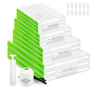 12PCS Sacchetti Sottovuoto Vestiti, Buste Sottovuoto Vestiti da Viaggio, 3XL+3L+3M+3S con Pompa Elettrica e Pompa Manuale