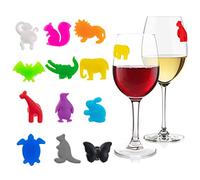 12pcs Segnabicchieri Marcatori per Bicchieri da Vino Riconoscitore di Bicchieri da Animali terrestri Segnabicchieri Vino in Silicone Marcatori Ciondoli di Bevanda Etichette per Vino,Cocktail,Champagne
