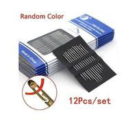 12pcs/set Random Color Side Hole Household Sewing Needles, Stainless Steel Sewing Needles, Sewing Accessories for DIY Crafting