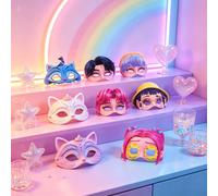 12Pezzi/3Pezzi Maschere Stilose a Tema Gruppo K-POP Ragazze Cartoni Animati, Realizzate in Tessuto Premium Anallergico. Merchandising a Tema Guerriero Rumi con Stile INS Carino, Perfetto per Eventi di