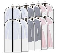 12Pezzi Custodia Porta Abiti, 60×100cm Copriabiti Antipolvere Trasparenti, PEVA Lavabile Buste per Abiti, Copertura Vestiti con Cerniera, Custodie Copri Abiti per Smoking, Giacca, Camicie