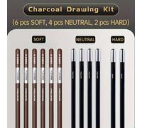 12pezzo Marie'S Charcoal Pencils Set per disegno, schizzi, ombreggiatura, per e professionisti! - Punte morbide, medie e dure per