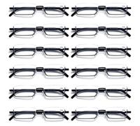 12PK Mezzo Cerchio Montatura Metallo Piccolo da Uomo Occhiali Lettura Blu Luce
