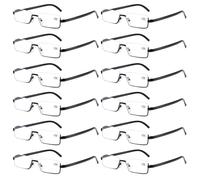 12PK Uomo Mezza Montatura Metallo Occhiali da Lettura Blu Luce per Piccolo A