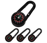 12Pz Accessorio Campeggio Mini Bussola Con Moschettone Nero Resist