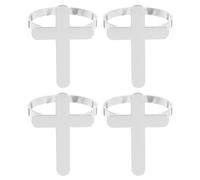 12Pz Anelli Napkin Decorativi Croce in Metallo Argento Per Feste