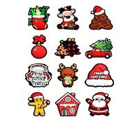 12Pz Beads Di Silicone Merry Christmas Misto Santa Claus Sciolti