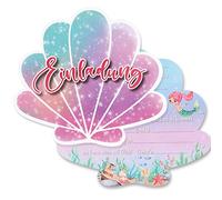 12Pz Biglietto Auguri Conchiglia Biglietto Invito Compleanno Sirena Scritte Tedesche Biglietti d'auguri Compleanno Decorazioni Feste Matrimonio Baby Shower Nozze Natale