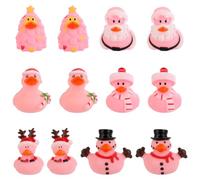 12pz di Paperelle di Gomma Rosa Natalizie, Anatre di Gomma Natalizie Paperelle di Gomma Colorate Paperella di Gomma per Vasca da Bagno per Regali di Decorazione per Feste di Natale(Stile 1)