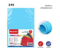 12PZ FOGLI IN GOMMA EVA COLORE AZZURRO MATERIALE ALTA QUALITÀ 40X60CM SPESS 2MM