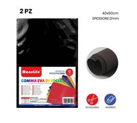 12PZ FOGLI IN GOMMA EVA COLORE NERO MATERIALE ALTA QUALITÀ 40X60CM SPESSORE 2MM