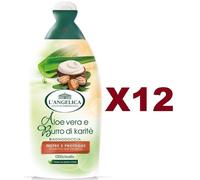 12PZ L'ANGELICA BAGNOSCHIUMA ALOE VERA & BURRO DI KARITE' 500ML NUTRE E PROTEGGE