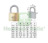 12PZ LUCCHETTO OTTONE ARCO NORMALE PRIUM PL110 MM.40 (PL1104000):