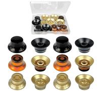 12pz Manopola del Volume Della Chitarra Manopola del Potenziometro Manopole del Basso Della Chitarra Elettrica Manopola Della Chitarra Elettronica Manopole del Potenziometro con Parola(Nero,Oro,Ambra)