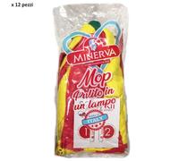 12pz Mop microfibra Minerva con frange pulizia igiene pavimenti vite universale