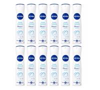 12pz NIVEA deodorante Fresh Natural Spray 0 sali d'alluminio antibatterico 150ml