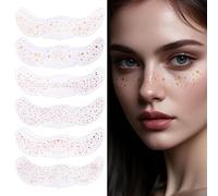12pz Olografico Colorato Tatuaggi Viso Glitterati Lentiggini, Resistente al Sudore & Impermeabile Adesivi Viso Scintillanti Lucido Design a Punti Stella Festival Rave Accessori il Trucco per Donne